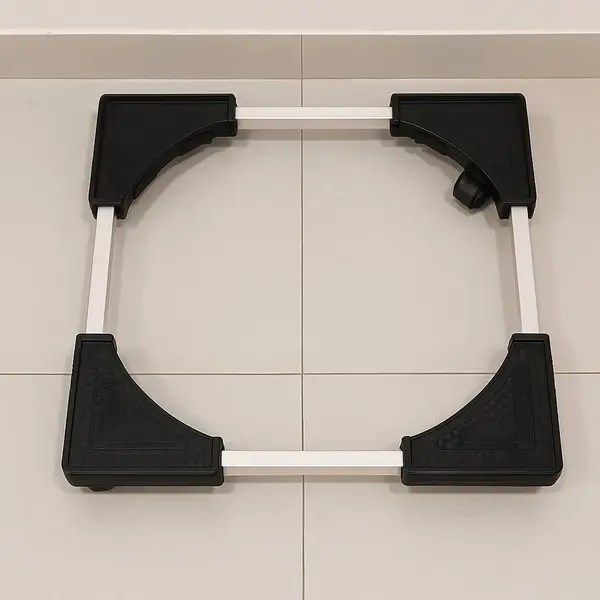 [15541_adj_fridge_n_washing_machine_stand] Adjustable Heavy-Duty Fridge and Washing Machine Stand Base Trolley 50x50 cm