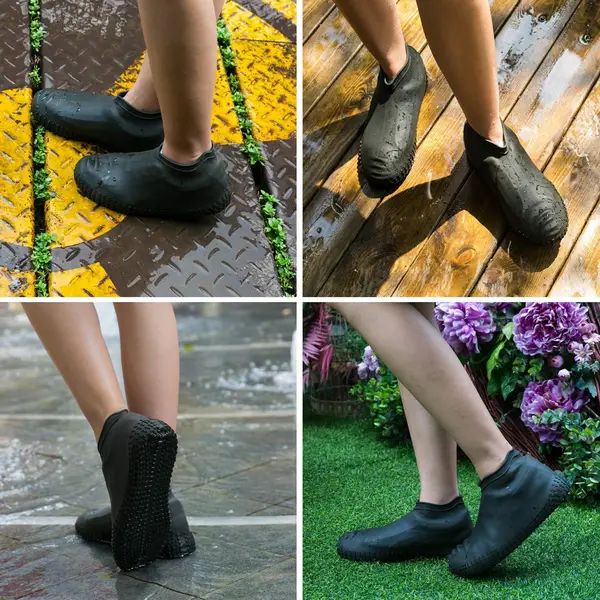 [4866_sili_shoe_cover_large] Non-Slip Silicone Rain Reusable Anti skid Waterproof Fordable Boot Shoe Cover ( Large )