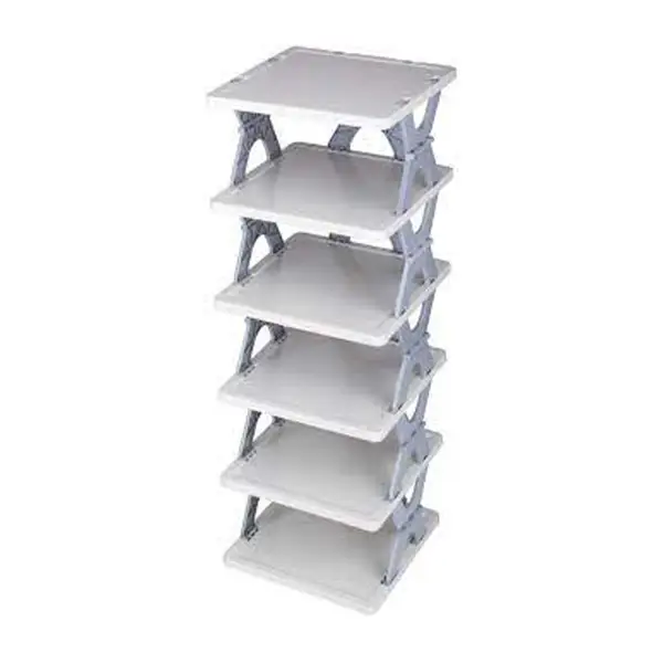 [9097_foldable_6_layer_shoes_rack] Smart 6-Layer Shoe Rack – Foldable, Collapsible & Heavy-Duty Plastic Stand for Home Entryway Storage Organizer (Mix Color)
