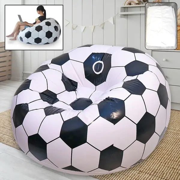 [18847_loose_soccer_ball_chair_110x80cm] Foldable Sofa, Cartoon Style Inflatable Folding Chair, Ball Chair, Inflatable Sofa for Adults, Kids size (110cm x 80cm)