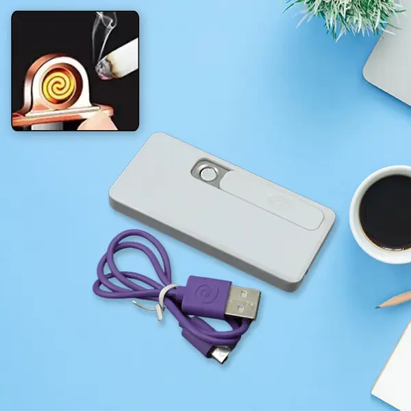 [8884_mix_design_usb_lighter_1pc] Stylish Electric USB Lighter for Men & Women (Rechargeable, Windproof)