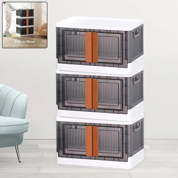 [8933_pla_3_layer_storage_drawer] Plastic Folding Wardrobe Storage Organizer (3 Layer / 1 Pc)