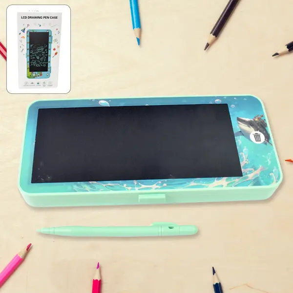 [14024_lcd_drawing_pen_case_blue_1pc] LED Drawing Pen Case writing pad / Compass Blue colour (1 pc)