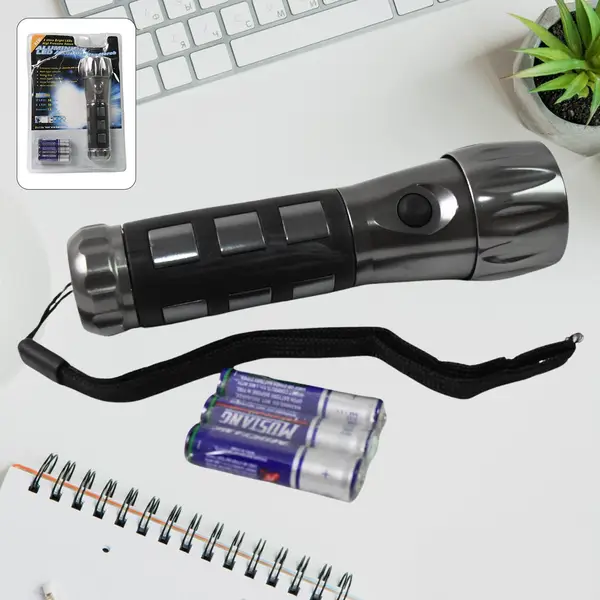 [18410_aluminium_led_handtorch] Aluminium Led/Xenon rubber grip Handtourch (3*1.5V AAA batteries / Not Included)
