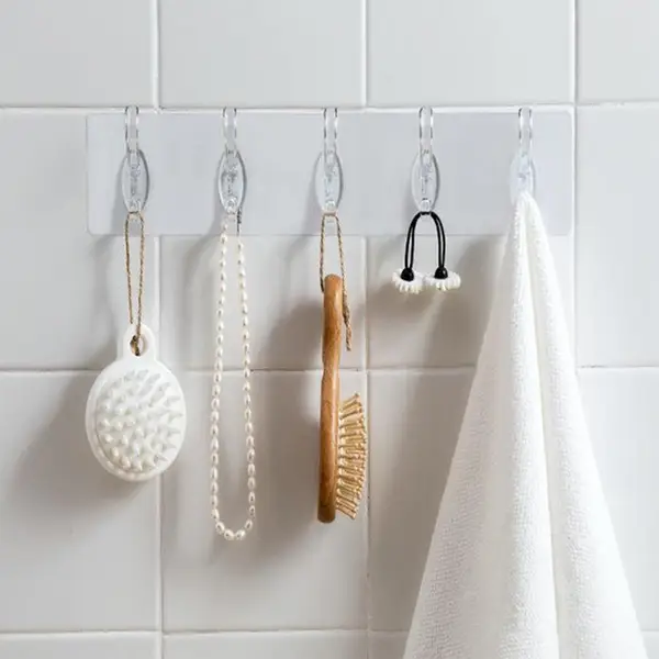 [4992_5pc_flexible_wall_hook] Adhesive Transparent Heavy Duty Wall Hook