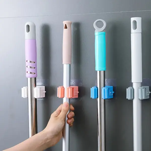 [2177_magic_broom_holder] Magic Sticker Series Self Adhesive Mop and Broom Holder