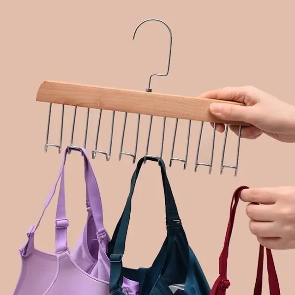 [18440_8_hooks_wooden_hangers_1pc] Space Saving 8 Hooks Wooden Hangers (1 Pc)