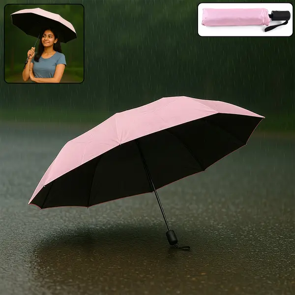 [8581_fodable_umbrella_1pc_no7] 3-Fold Umbrella Summer Sun and Rain Protection Foldable Cute Umbrella || UV Protection Rain Sun Umbrella || Travel Accessories || Umbrella for Children, Girls, and Boys (1 Pc)