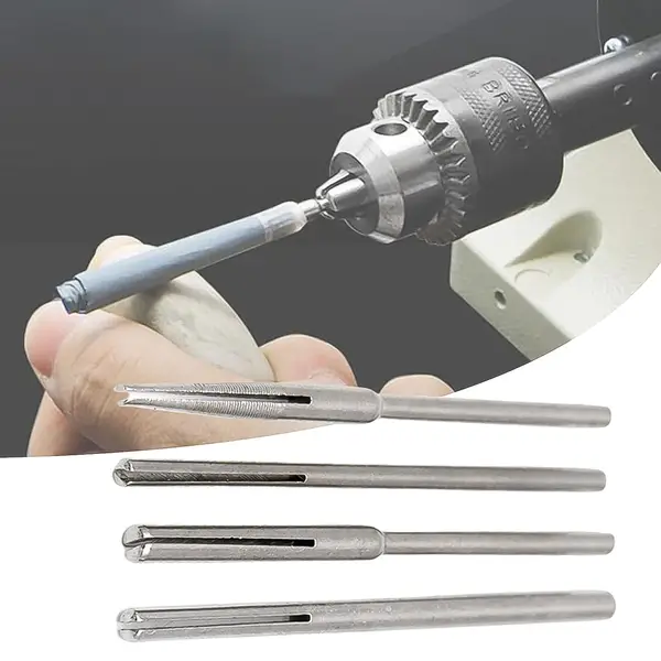 [8662_ss_sandpaper_clamp_4pc_no22] Sandpaper Clamp 3 mm Split Mandrels Long Abrasive Holder (4 Pcs Set)
