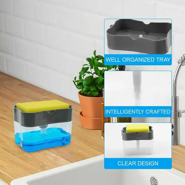[6267_2in1_soap_dispenser_1pc] 2 in 1 Soap Dispenser for Dishwasher Liquid Holder, Liquid Dispenser Through Pump (1 Pc)