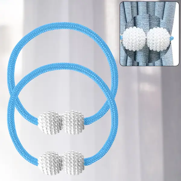 [6493_magnetic_curtain_buckle_2pc] Polyester and Magnet Curtain (2 Pc)