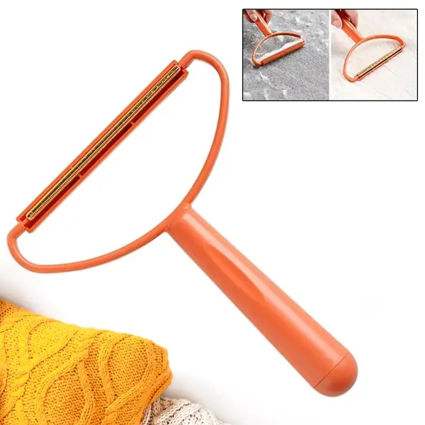 [1300_2in1_lint_remover] 2-in-1 Portable Lint Remover – Long-Handle Brush & Sticky Roller for Clothes, Furniture & Carpets (1 Pc)