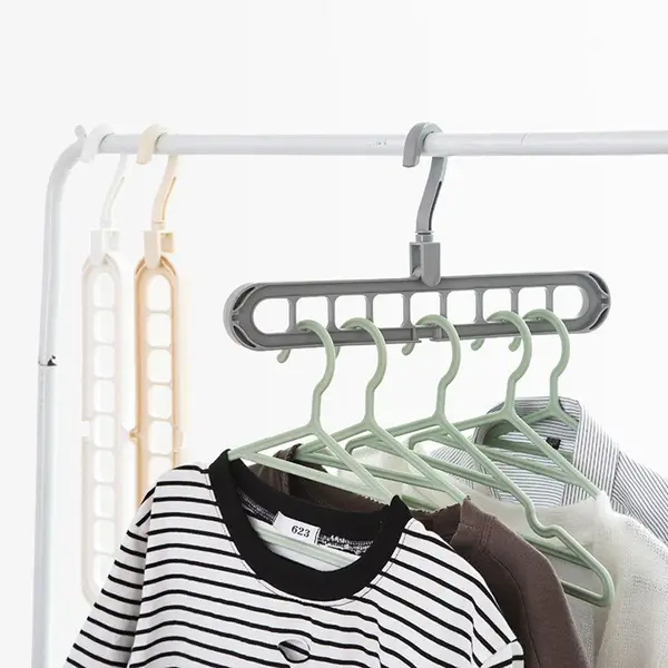 [0238_9hole_hanger] 9 Hole Plastic Hanger Hanging hook Indoor Wardrobe Clothes Organization Storage Balcony Windowsill Suit Racks