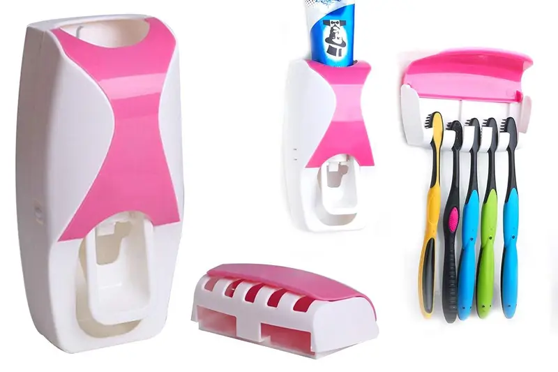 [0200_tooth_dispenser_colour] Toothpaste Dispenser & Tooth Brush with Toothbrush
