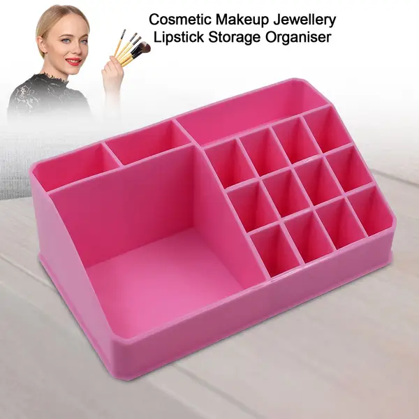 [13479_makeup_organiser_box] Makeup Organiser Cosmetic Makeup Lipstick Storage Box with Drawer Plastic Case Holder Skin Care Products (1 Pc)