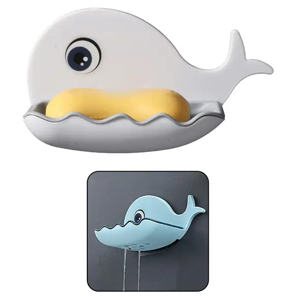 [4747_2pc_fish_soap_dish] Fish Shape Soap Dish Adhesive Waterproof Wall Mounted Bar Soap Dish Holder  (Pack of 2Pc)