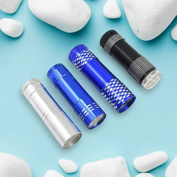 [8601_9led_pocket_torch_light_1pc_no5] Portable Mini Torch – 9 LED Pocket Flashlight, 3 Battery Operated (Battery Not Included, Mix Color)