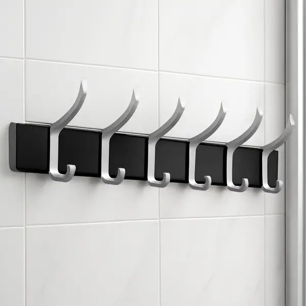 [7572_wal_mounted_6hook_hanger] Wall Door Hook Rail | 6 Hook Hanger for Clothes & Hats | With Eco-Friendly Adhesive