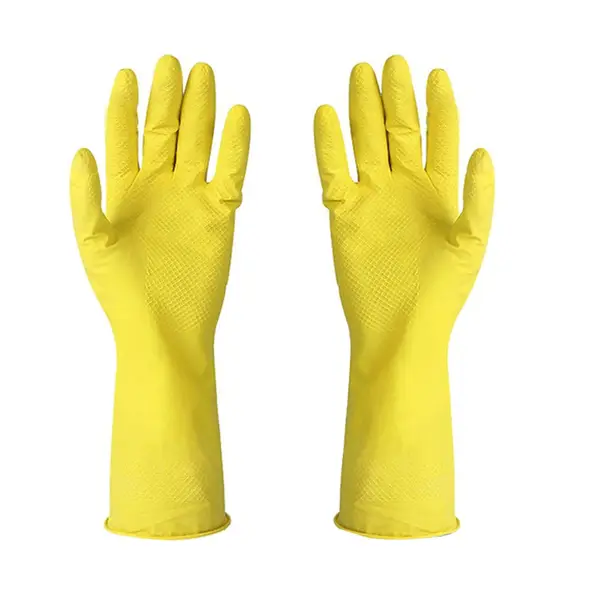 [0680_yellow_gloves_60gm] Multipurpose Rubber Reusable Cleaning Gloves