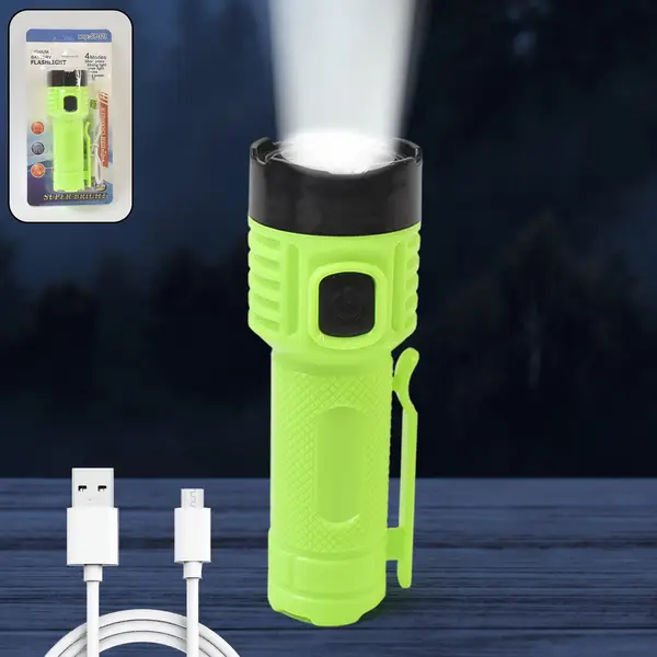 [15287_4_modes_super_bright_flashlight_1pc] 4 Modes Super Bright Led Torch High Lumens Fast Charging Flashlight / Torch (1 Pc)