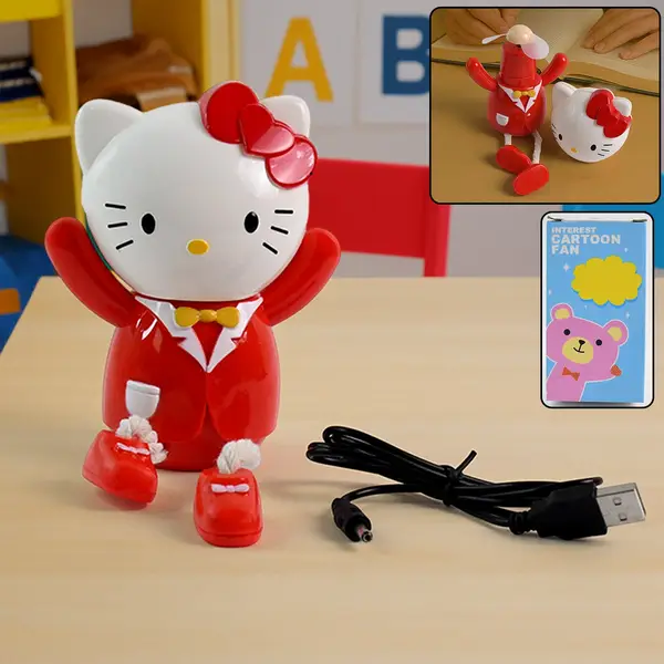 [19270_cartoon_mini_table_fan_no1] USB Cartoon Character Mini Table Fan for Kids (1 Pc)