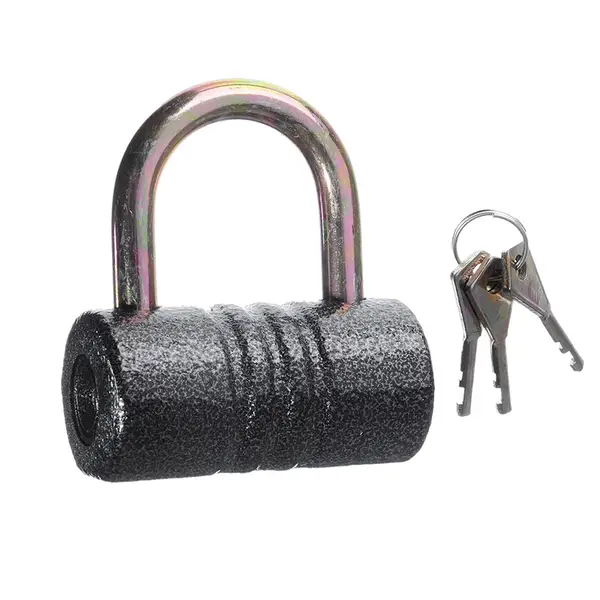 [9455_heavy_82mm_pad_lock] Heavy-Duty Iron Padlock – 82mm Black Spray Lock with Brass Core & 5 Keys, Waterproof & Anti-Theft