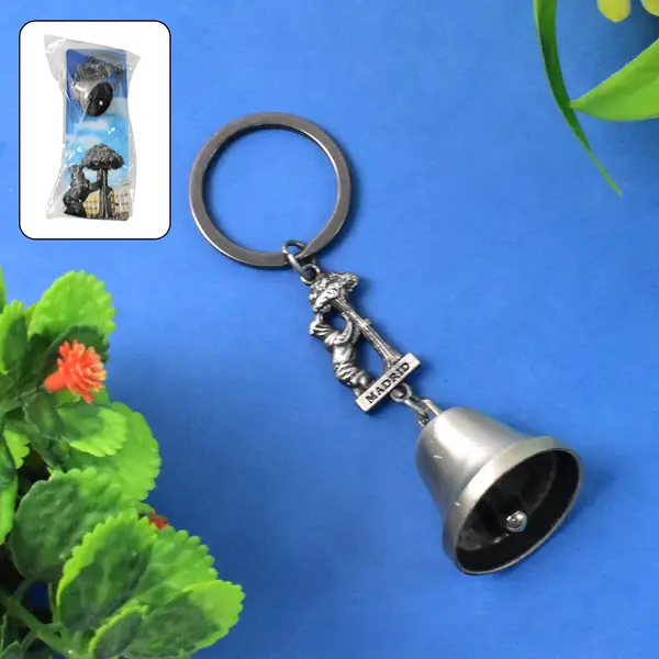[18821_temple_bell_keychain_1pc] Metal Small Temple Bell Keychain, Motorcycle Bell Keychain (1 Pc / Mix Color)