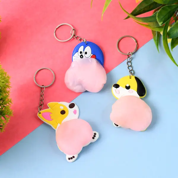 [4982_cartoon_animal_keychain_1pc] Cartoon Animal Keychain (1 Pc / Mix Design)