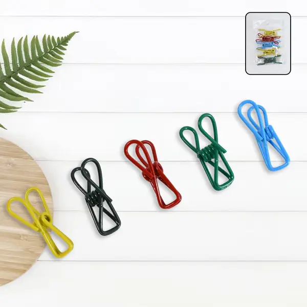 [15236_heavy_duty_metal_cloth_clips_5pc] Metal Clothes pins Clips (5 Pcs Set)