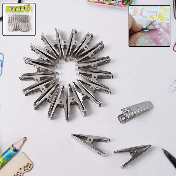 [15237_ss_cloth_drying_clips_20pc] Cloth Drying Pins Stainless Steel Cloth Clips (20 Pcs Set)