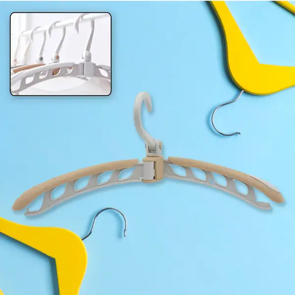 [0279_foldable_n_adjust_hanger_1pc] Portable Folding Clothes Hanger (1 Pc): 360° Rotation, Travel, Adjustable