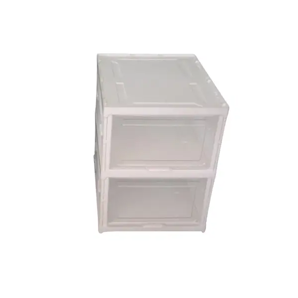 [17665_multi_2_layer_storage_rack] Stackable Multifunctional Storage, for Clothes Foldable Drawer Shelf Basket Utility Cart Rack Storage Organizer Cart for Kitchen, Pantry Closet, Bedroom, Bathroom, Laundry (2 / Layer 1 Pc)